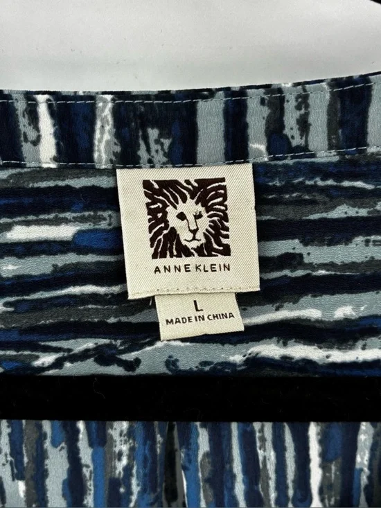 3For$20 Anne Klein Striped Button-Front Women’s Top in Navy and White size: L - Picture 2 of 4